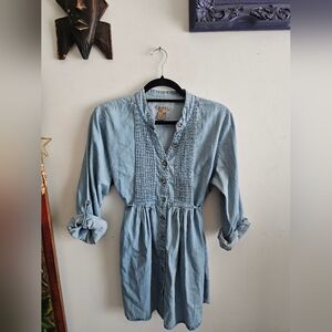 Ruff Hewn Western Sky Blue Denim Shirt Dress Giros Size L 12-14